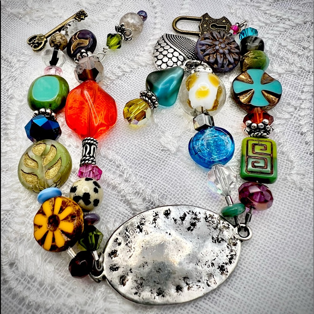 Boho chic double strands, sterling silver, Swarovski crystals, handmade, premium
